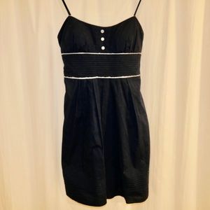 Navy dress with white stripes